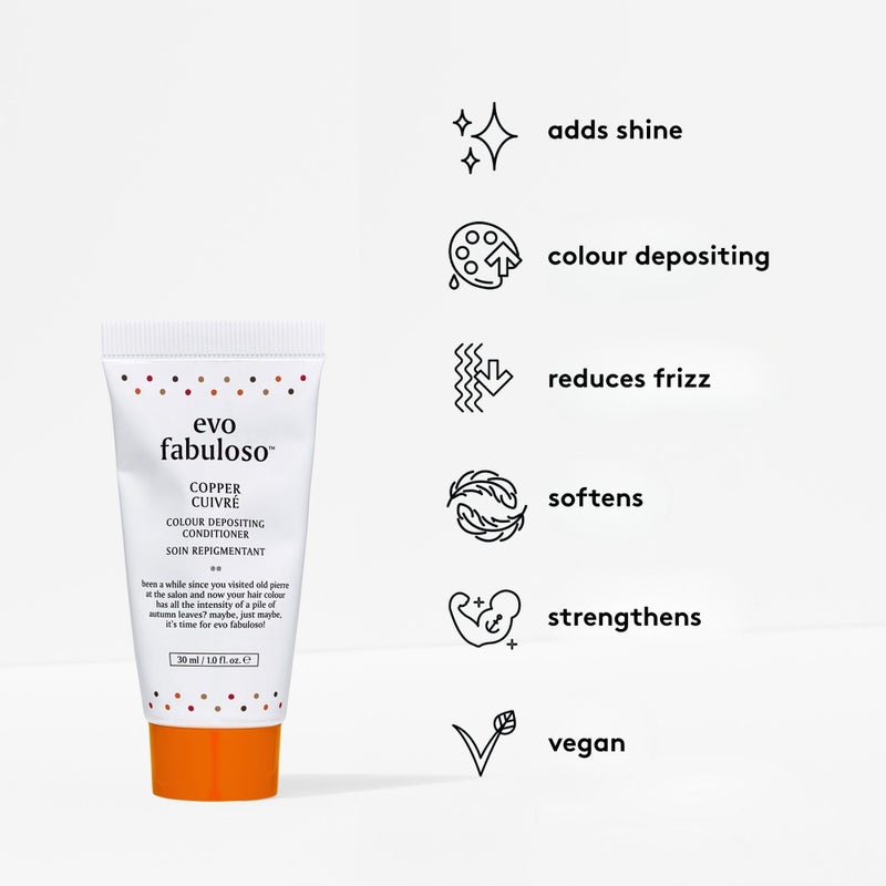 EVO بلسم إيفو فابولوسو لتلوين النحاس - حجم السفر لتلوين فوري، بلسم مغذي لإضافة اللمعان في 3 دقائق - 1.0 أونصة سائلة - Image 4